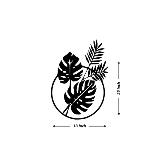 Artrooms Leaf Metal Wall Art - Wall Decoration | Wall Hanging (18x25 inch) | Black Matte Finish