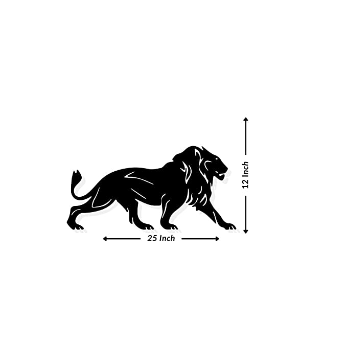 Artrooms Lion Wall Art - Wall Decoration | Wall Hanging (25x12 inch) | Black Matte Finish