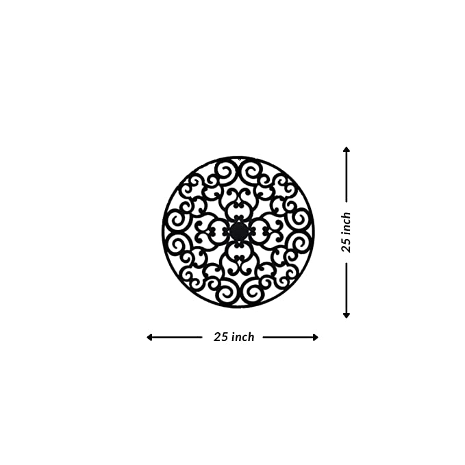 Artrooms Circle Pattern Metal Wall Art - Wall Decoration | Wall Hanging (25x25 inch) | Black Matte Finish