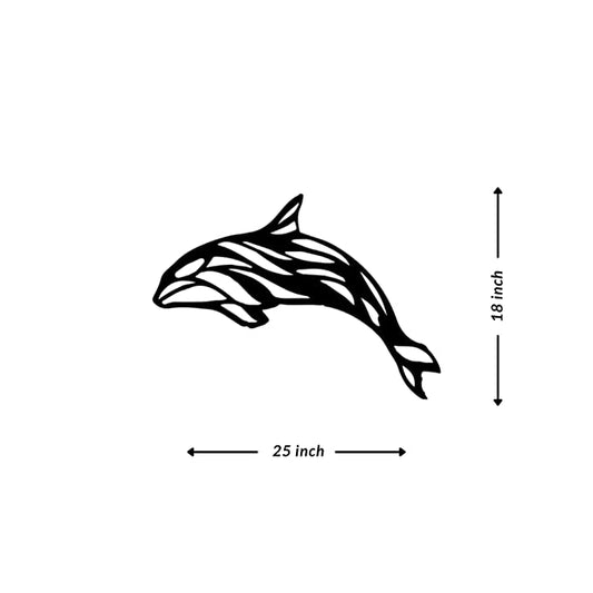 Artrooms Dolphin Metal Wall Art - Wall Decoration | Wall Hanging (25x18 inch) | Black Matte Finish