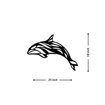 Artrooms Dolphin Metal Wall Art - Wall Decoration | Wall Hanging (25x18 inch) | Black Matte Finish