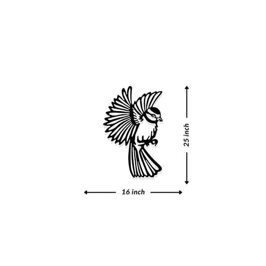 Artrooms Sparrow Bird Metal Wall Art - Wall Decoration | Wall Hanging (16x25 inch) | Black Matte Finish