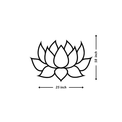 Artrooms Lotus Love Metal Wall Art - Wall Decoration | Wall Hanging (25x18 inch) | Black Matte Finish