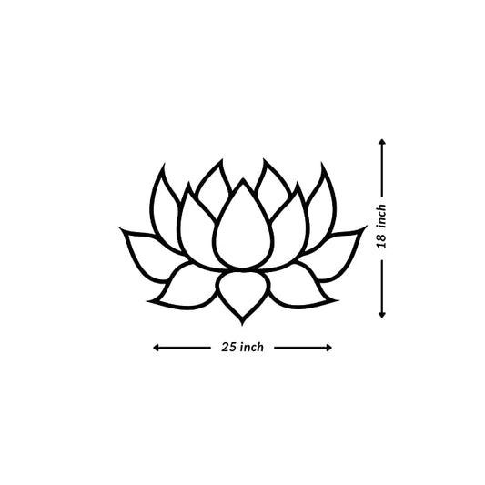 Artrooms Lotus Love Metal Wall Art - Wall Decoration | Wall Hanging (25x18 inch) | Black Matte Finish