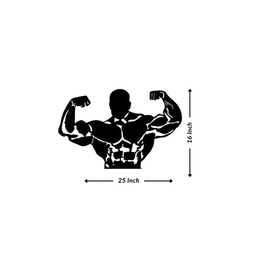 Artrooms Body Builder Metal Wall Art - Wall Decoration | Wall Hanging (25x16 inch) | Black Matte Finish