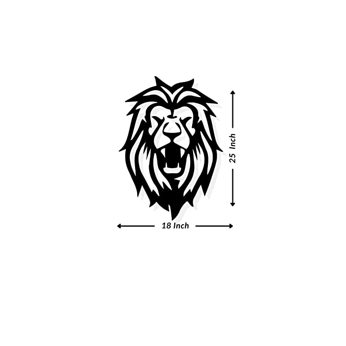 Artrooms Lion Metal Wall Art - Wall Decoration | Wall Hanging (18x25 inch) | Black Matte Finish