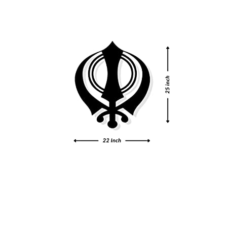 Artrooms Shikh Symbol Metal Wall Art - Wall Decoration | Wall Hanging (22x25 inch) | Black Matte Finish