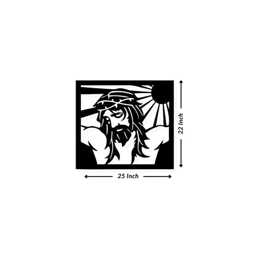 Artrooms Jesus Metal Wall Art - Wall Decoration | Wall Hanging (25x22 inch) | Black Matte Finish