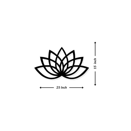 Artrooms Lotus Metal Wall Art - Wall Decoration | Wall Hanging (25x15 inch) | Black Matte Finish