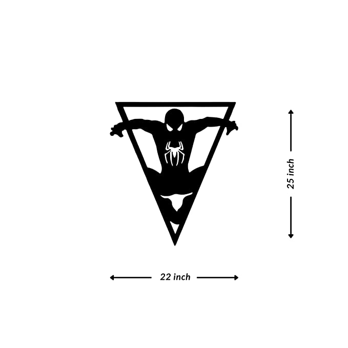 Artrooms Spiderman Metal Wall Art - Wall Decoration | Wall Hanging (22x25 inch) | Black Matte Finish