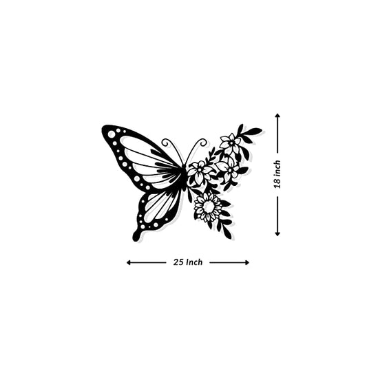 Artrooms Butterfly Metal Wall Art - Wall Decoration | Wall Hanging (18x25 inch) | Black Matte Finish