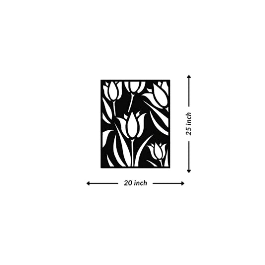 Artrooms Lotus Metal Wall Art - Wall Decoration | Wall Hanging (20x25 inch) | Black Matte Finish
