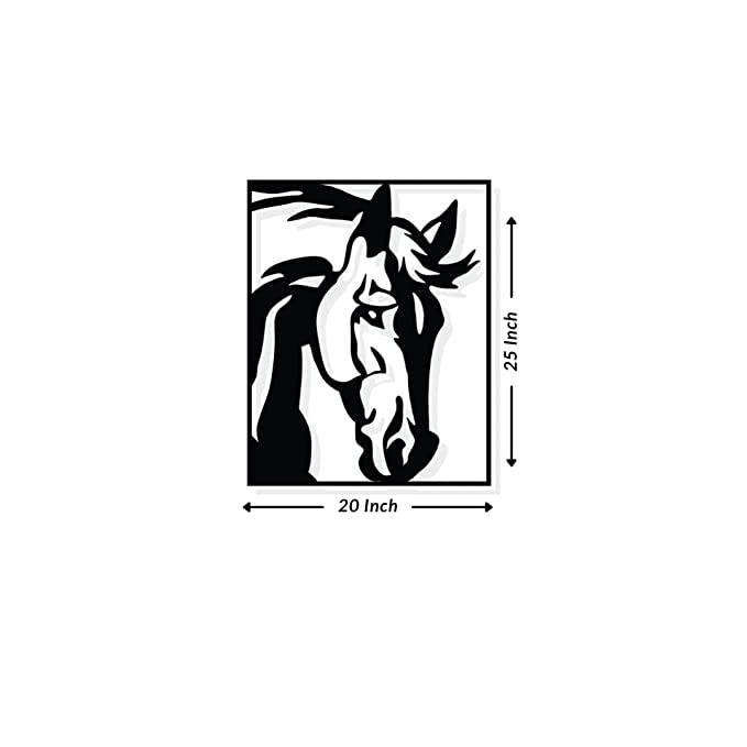 Artrooms Horse Metal Wall Art - Wall Decoration | Wall Hanging (20x25 inch) | Black Matte Finish