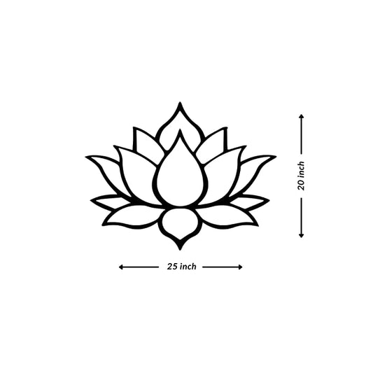 Artrooms Lotus Metal Wall Art - Wall Decoration | Wall Hanging (25x20 inch) | Black Matte Finish