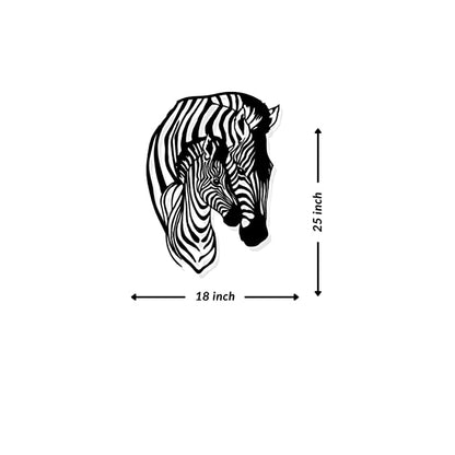 Artrooms Zebra Family Metal Wall Art - Wall Decoration | Wall Hanging (18x25 inch) | Black Matte Finish