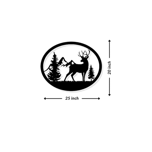 Artrooms Raindeer Metal Wall Art - Wall Decoration | Wall Hanging (25x20 inch) | Black Matte Finish