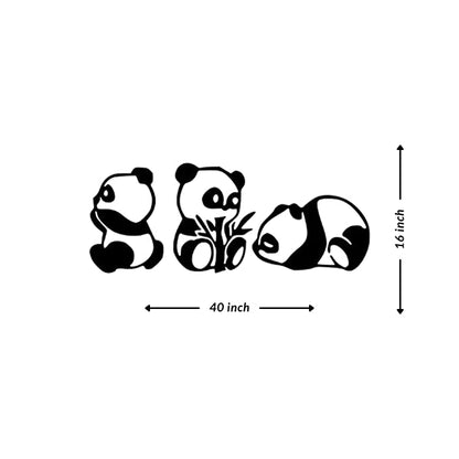 Artrooms Panda Metal Wall Art - Wall Decoration | Wall Hanging (40x16 inch) | Black Matte Finish