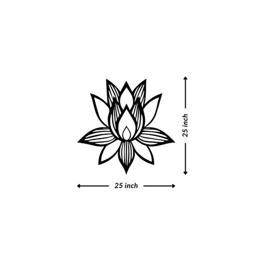 Artrooms Lotus Metal Wall Art - Wall Decoration | Wall Hanging (25x25 inch) | Black Matte Finish