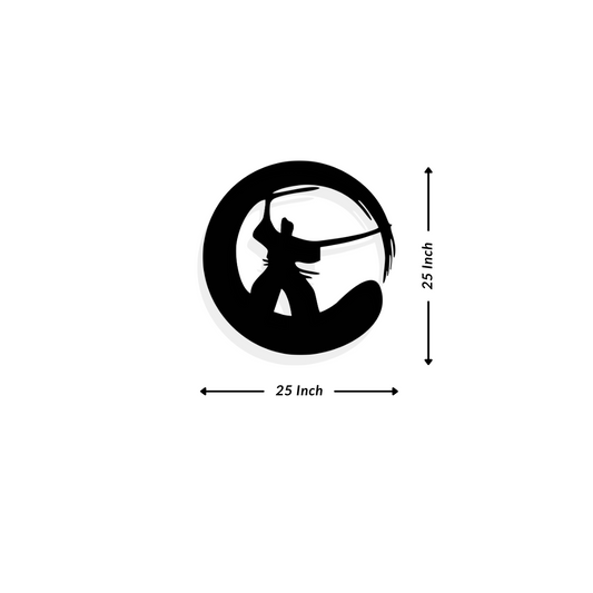 Artrooms Samurai Warrior Metal Wall Art - Wall Decoration | Wall Hanging (25x25 inch) | Black Matte Finish