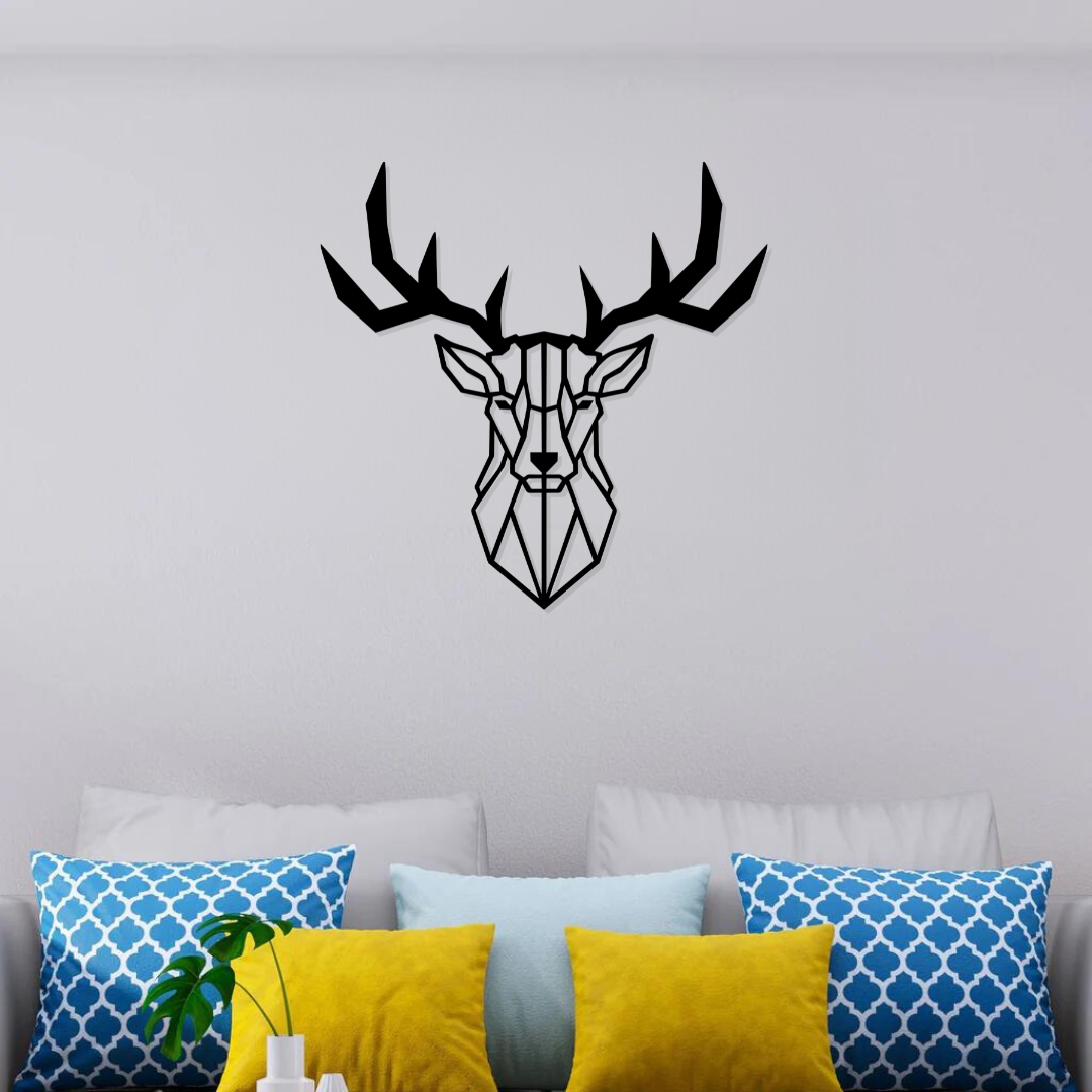 Artrooms Geometric Deer Metal Wall Art – 24x24 inch | Modern Wall Hanging for Living Room & Office
