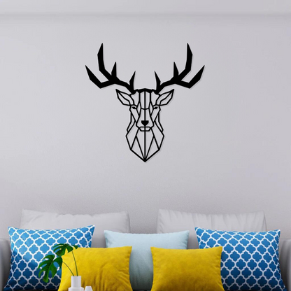 Artrooms Geometric Deer Metal Wall Art – 24x24 inch | Modern Wall Hanging for Living Room & Office