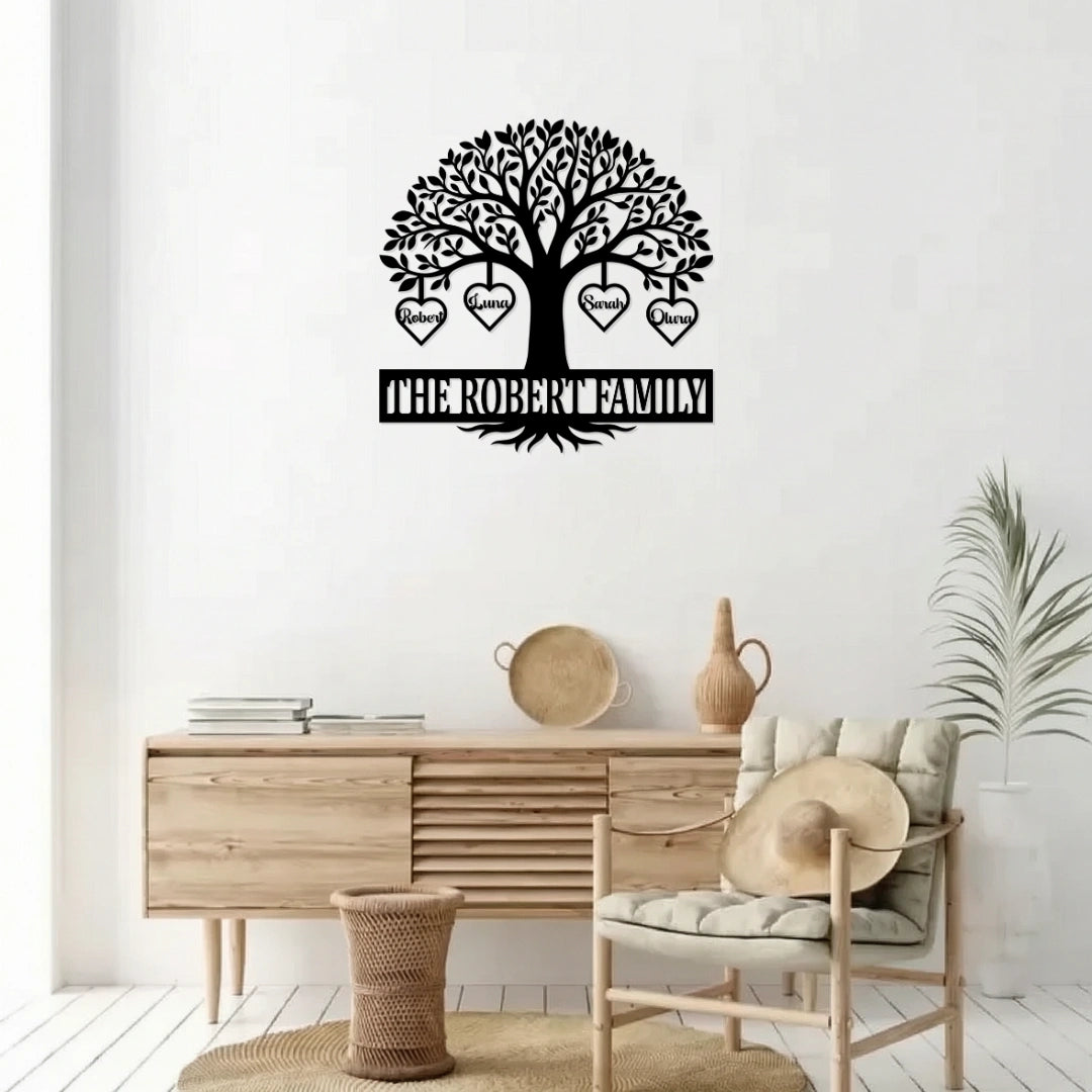 Personalized Heart Family Metal Wall Art