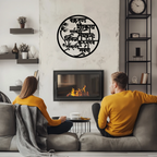 Artrooms Ganesh Shloka Sanskrit Wall Art | Vakratunda Mahakaya Mantra Metal Wall Hanging | 18x18 Inch Round Black Decor for Home, Temple, Living Room & Office