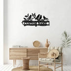 Custom Bird Family Name Sign Metal Wall Art