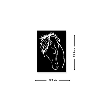 Artrooms Horse Metal Wall Art - Wall Decoration | Wall Hanging (17x25 inch) | Black Matte Finish