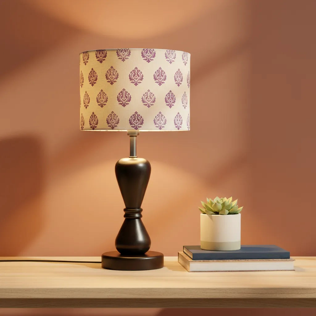 Fabric Lamp Shade – Purple Paisley Block Print Cotton