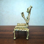 Dhokra Tribal Lady Reading Book on Cot Handmade Home Decor