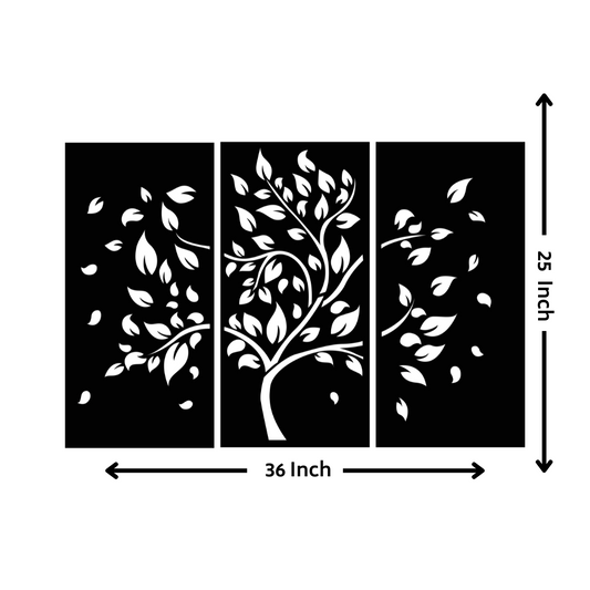 Artrooms Tree Metal Wall Art - Wall Decoration | Wall Hanging (36x25 inch) | Black Matte Finish