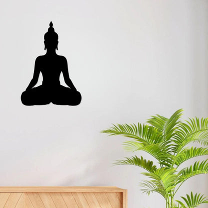 Artrooms Buddha Metal Wall Art - Wall Decoration | Wall Hanging (17x24 inch) | Black Matte Finish