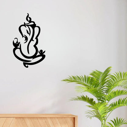 Artrooms Shree Ganesha Metal Wall Art - Wall Decoration | Wall Hanging (15x25 inch) | Black Matte Finish