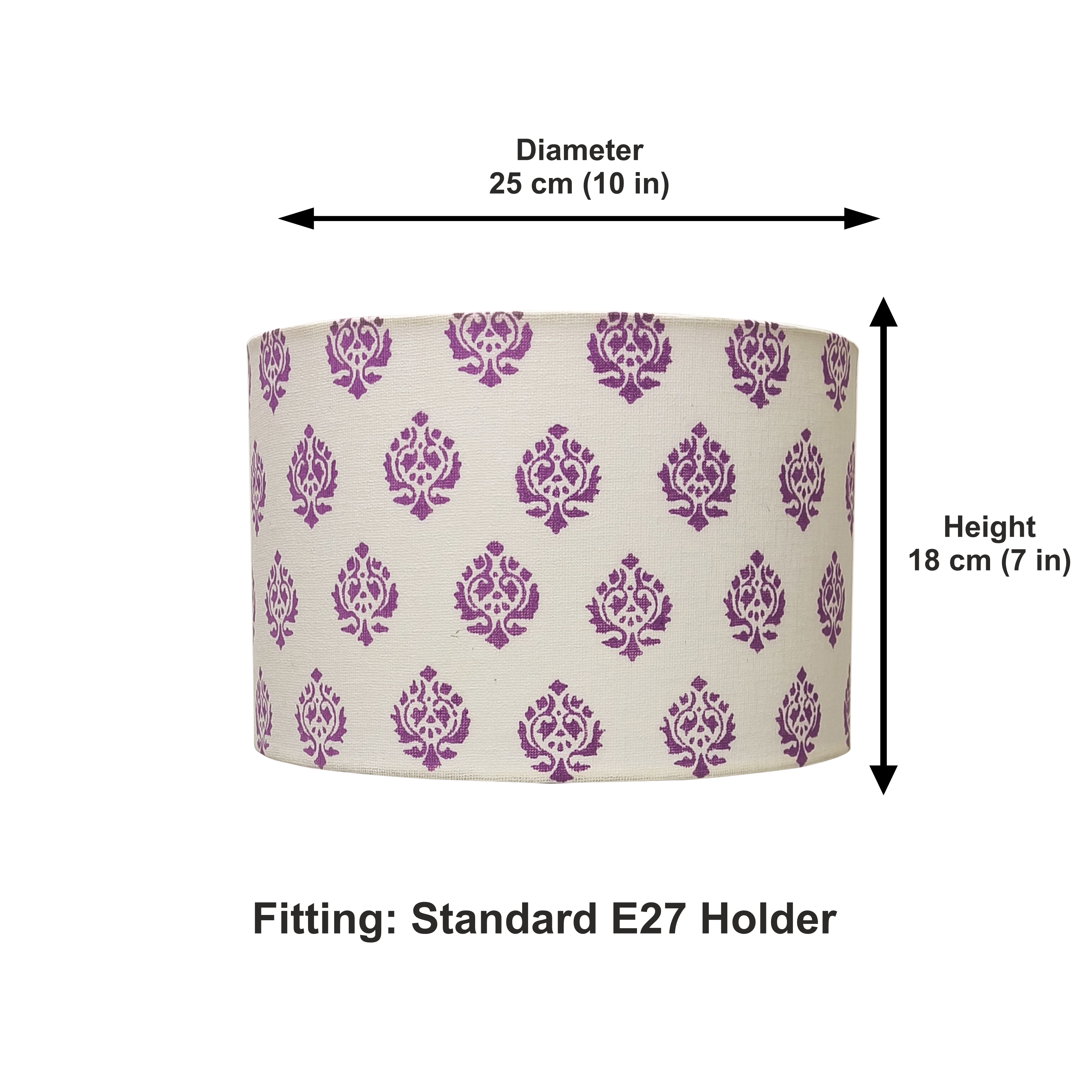 Fabric Lamp Shade – Purple Paisley Block Print Cotton