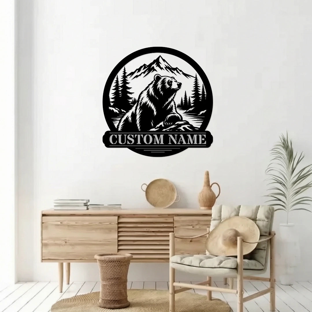 Personalized Nature Bear Metal Wall Art