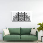 Artrooms Floral Metal Wall Art - Wall Decoration | Wall Hanging (36x18 inch) | Black Matte Finish