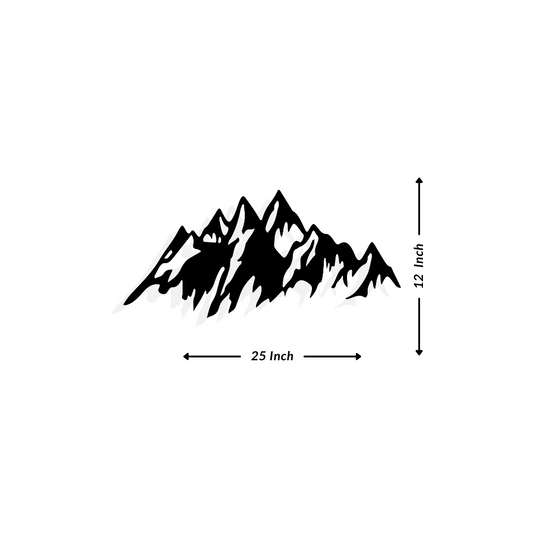 Artrooms Mountain Metal Wall Art - Wall Decoration | Wall Hanging (25x12 inch) | Black Matte Finish