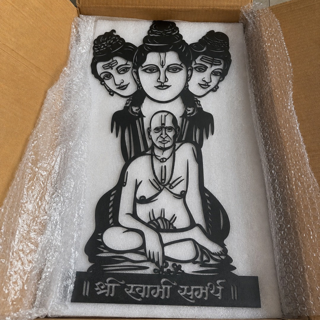 Swami Samarth Metal Wall Art With Light