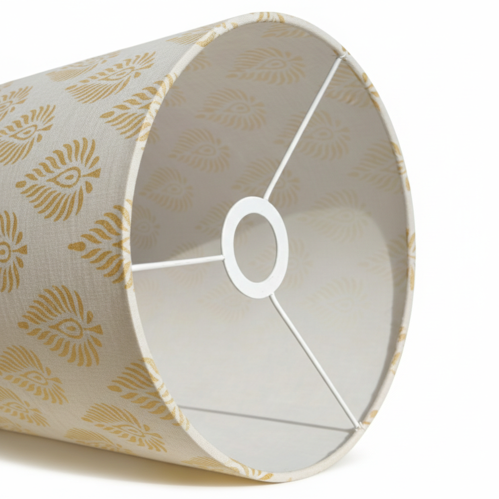 Fabric Lamp Shade – Leaf Block Print Cotton