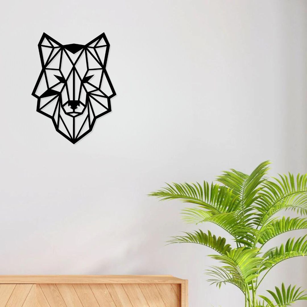 Artrooms Wolf Face Metal Wall Art - Wall Decoration | Wall Hanging (18x25 inch) | Black Matte Finish