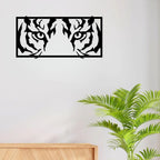 Artrooms Tiger Eyes Metal Wall Art – 24x12 inch | Wild Animal Face Wall Decor for Living Room, Bedroom, Office | Black Matte Finish