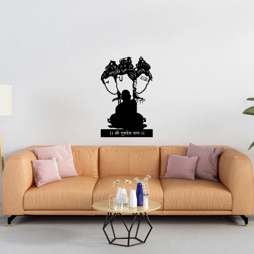 Artrooms Shree Swami Samarth Metal Wall Art - Wall Decoration | Wall Hanging (16x24 inch) | Black Matte Finish