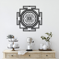 Artrooms Shri Yantra Metal Wall Art - Wall Decoration | Wall Hanging (24x24 inch) | Black Matte Finish