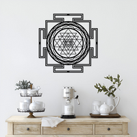 Artrooms Shri Yantra Metal Wall Art - Wall Decoration | Wall Hanging (24x24 inch) | Black Matte Finish