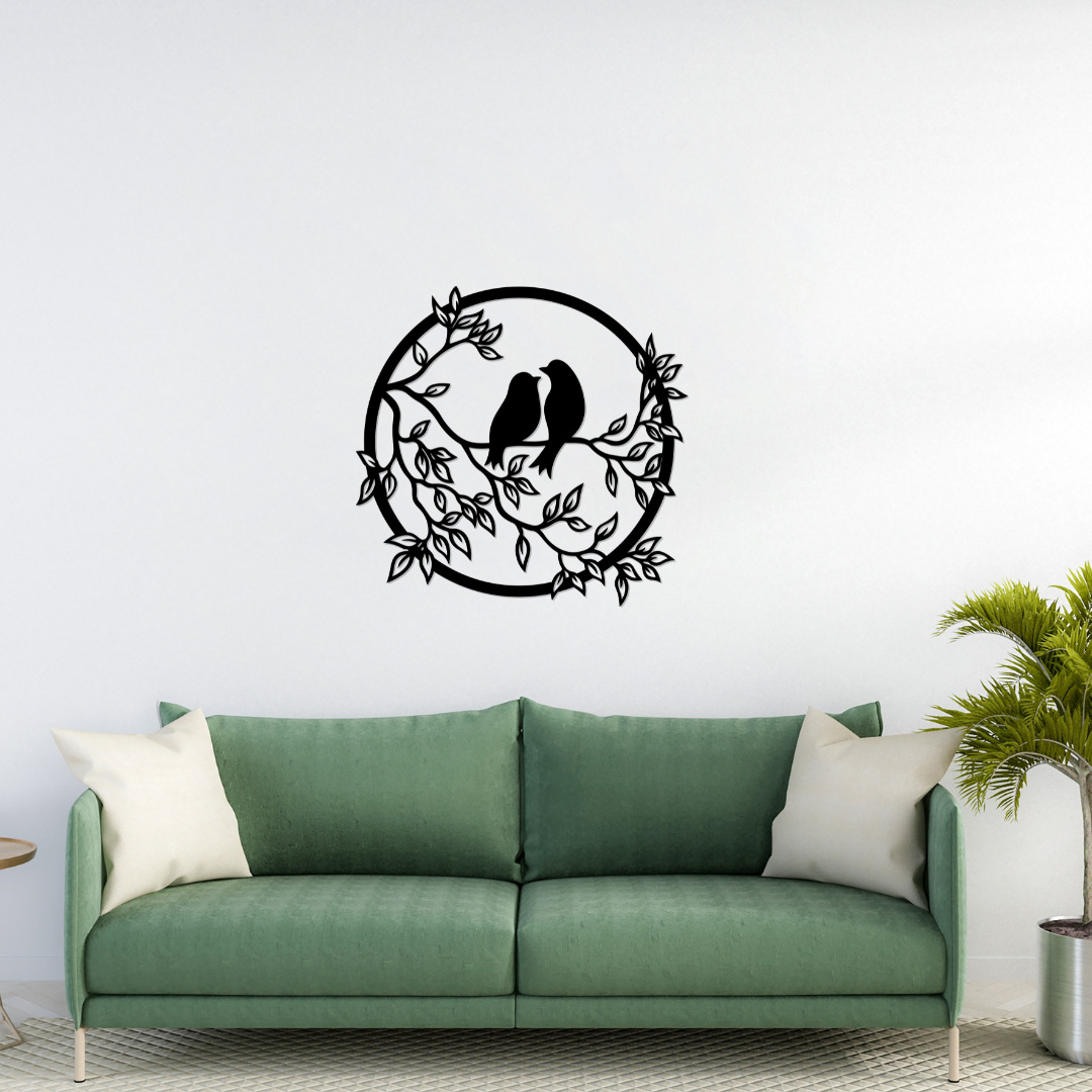 Artrooms Love Birds Metal Wall Art - Wall Decoration | Wall Hanging (24x23 inch) | Black Matte Finish
