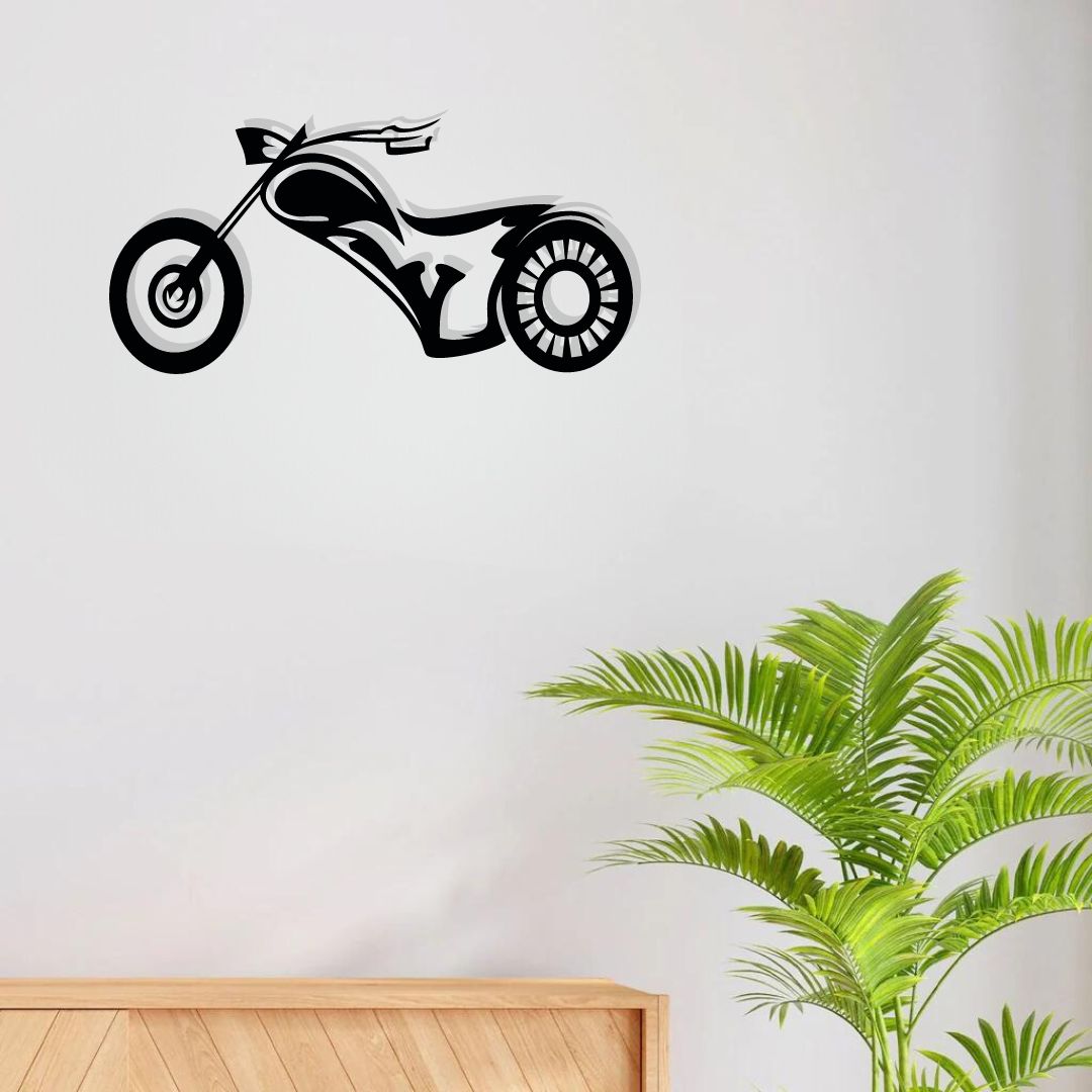 Artrooms Bike Metal Wall Art - Wall Decoration | Wall Hanging (25x12 inch) | Black Matte Finish