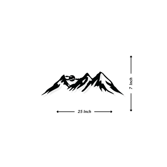 Artrooms Mountain Metal Wall Art - Wall Decoration | Wall Hanging (25x7 inch) | Black Matte Finish