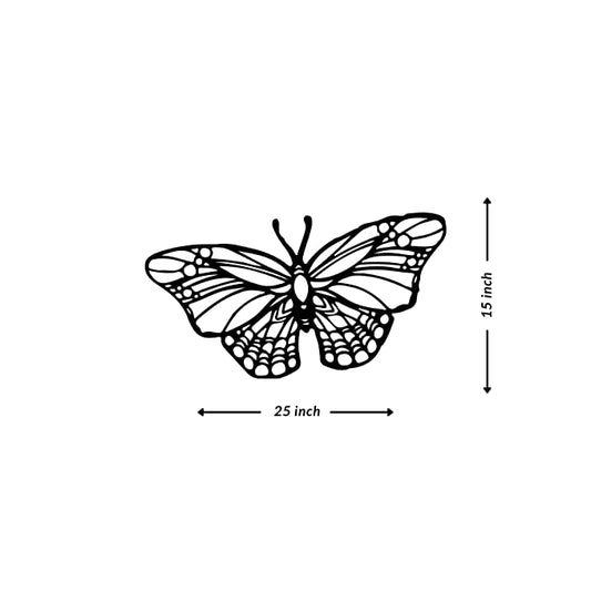 Artrooms Butterfly Metal Wall Art - Wall Decoration | Wall Hanging (25x15 inch) | Black Matte Finish