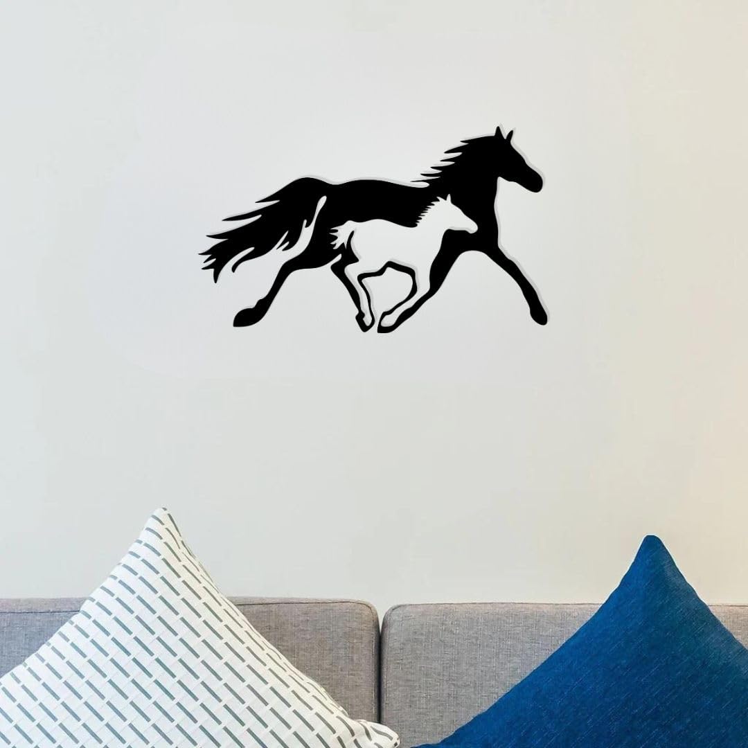 Artrooms Horse Metal Wall Art - Wall Decoration | Wall Hanging (25x15 inch) | Black Matte Finish
